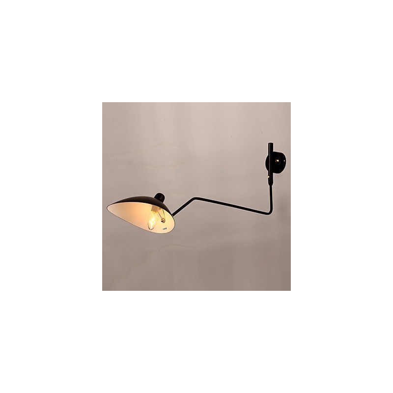 Applique da parete vintage classica in metallo nero con braccio oscillante, attacco E12/E14, 12 V, 40 W