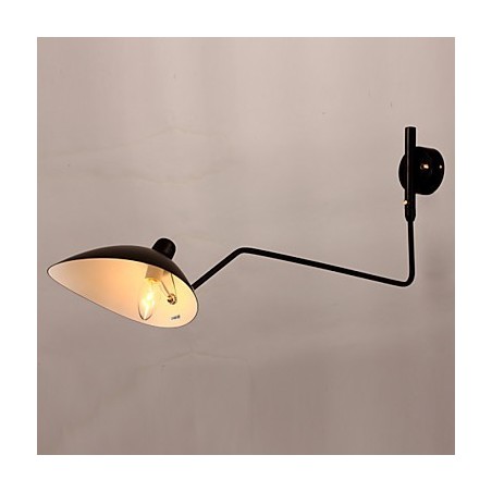 Applique da parete vintage classica in metallo nero con braccio oscillante, attacco E12/E14, 12 V, 40 W