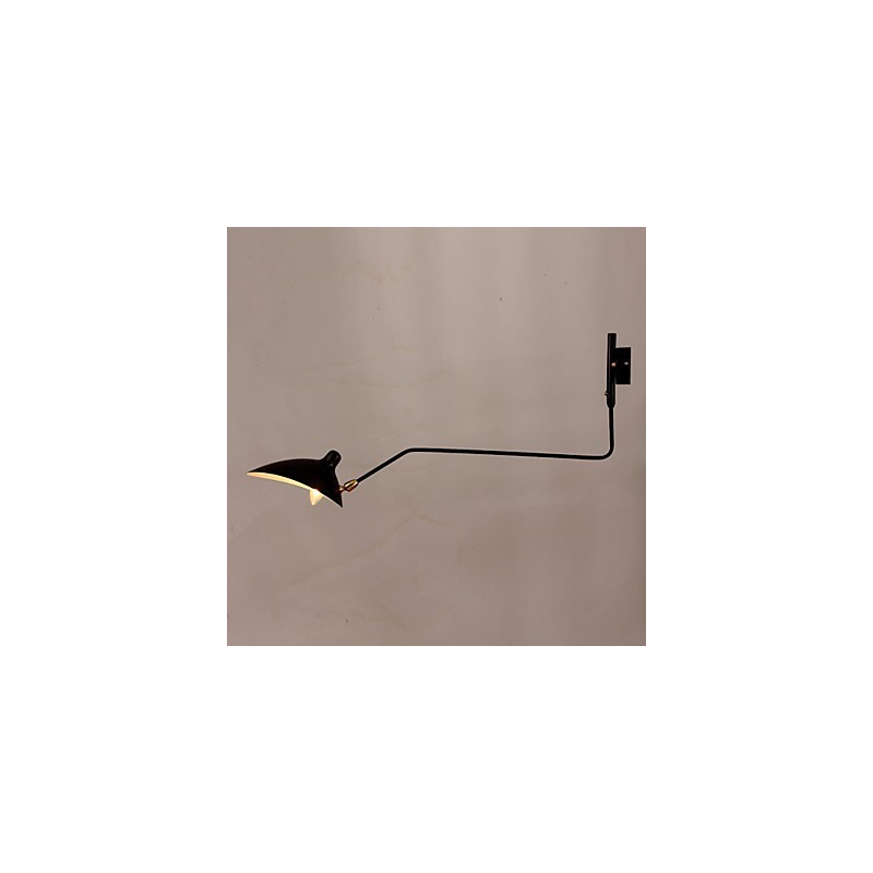 Applique da parete vintage classica in metallo nero con braccio oscillante, attacco E12/E14, 12 V, 40 W