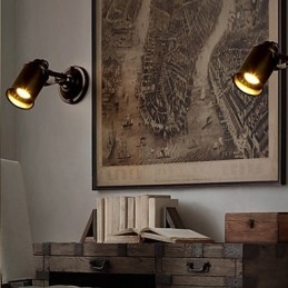 Applique da parete rustica stile americano in metallo LED