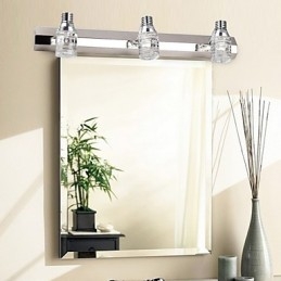 Applique bagno moderna in vetro trasparente e finitura argento 48 cm 3 LED