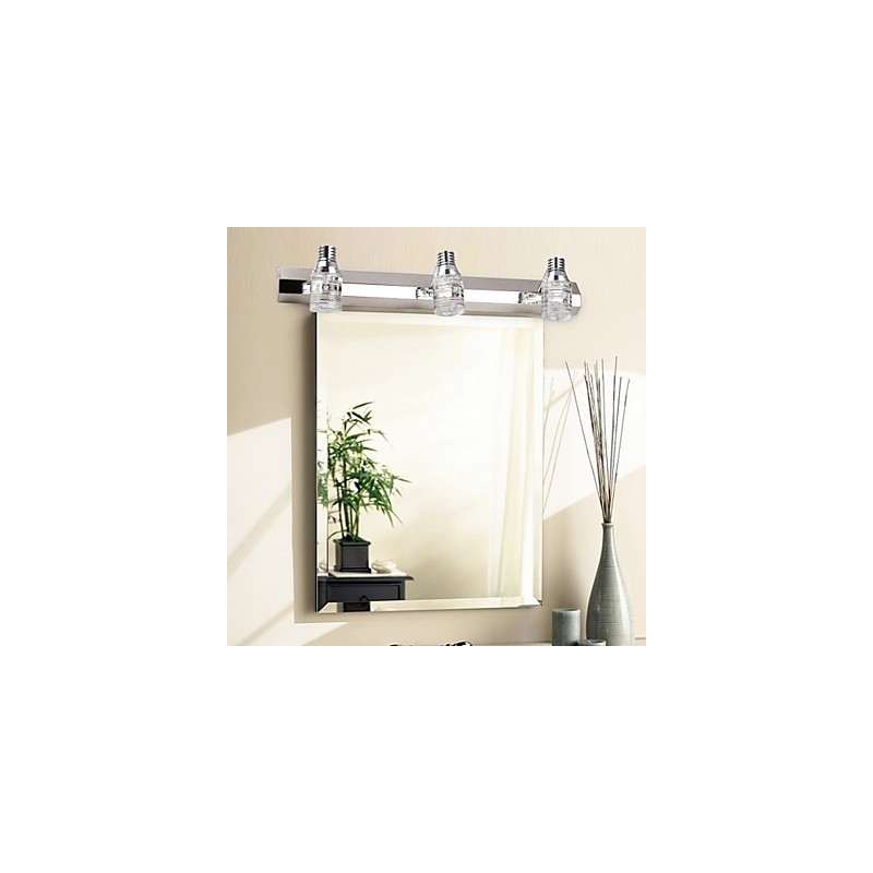 Applique bagno moderna in vetro trasparente e finitura argento 48 cm 3 LED