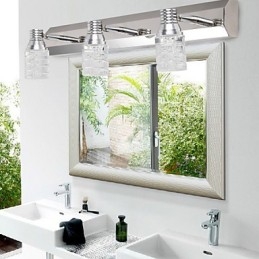 Applique bagno moderna in vetro trasparente e finitura argento 48 cm 3 LED