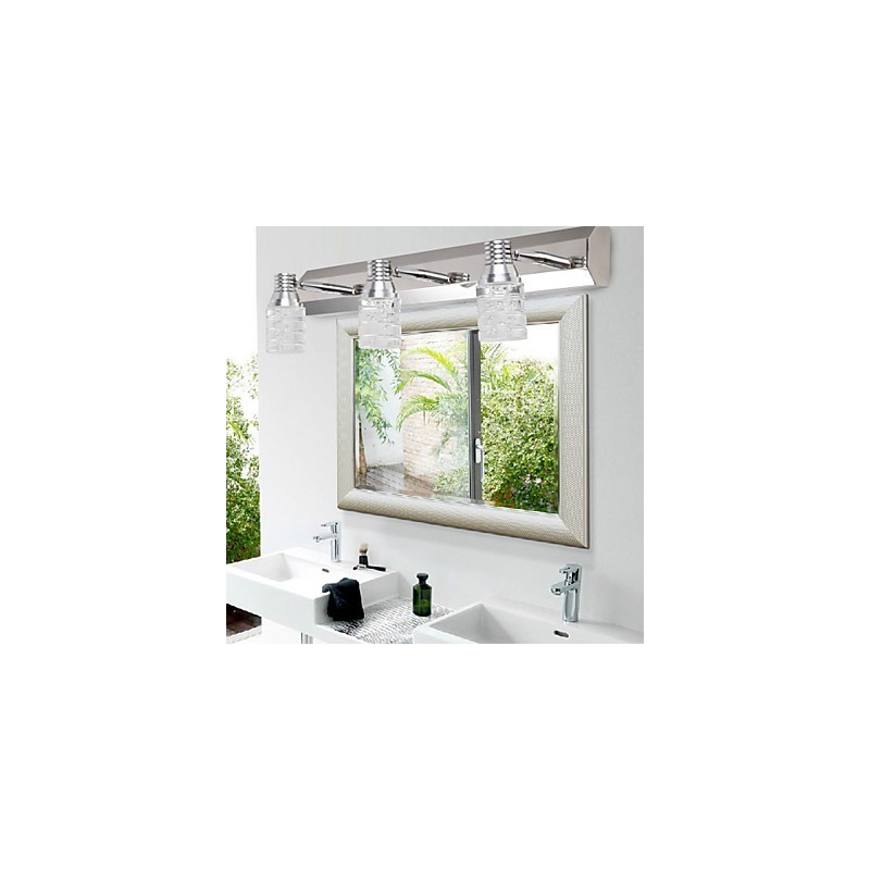 Applique bagno moderna in vetro trasparente e finitura argento 48 cm 3 LED
