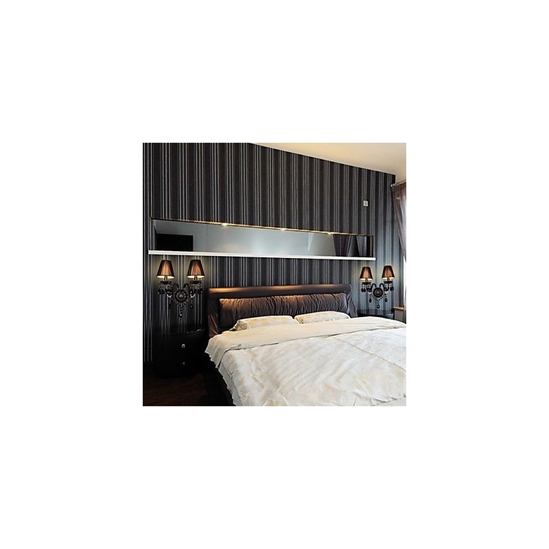 Applique da parete in cristallo nero, 2 lampadine E12/E14, 43 cm