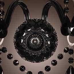 Applique da parete in cristallo nero, 2 lampadine E12/E14, 43 cm