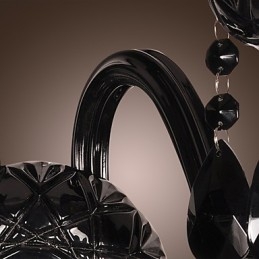 Applique da parete in cristallo nero, 2 lampadine E12/E14, 43 cm