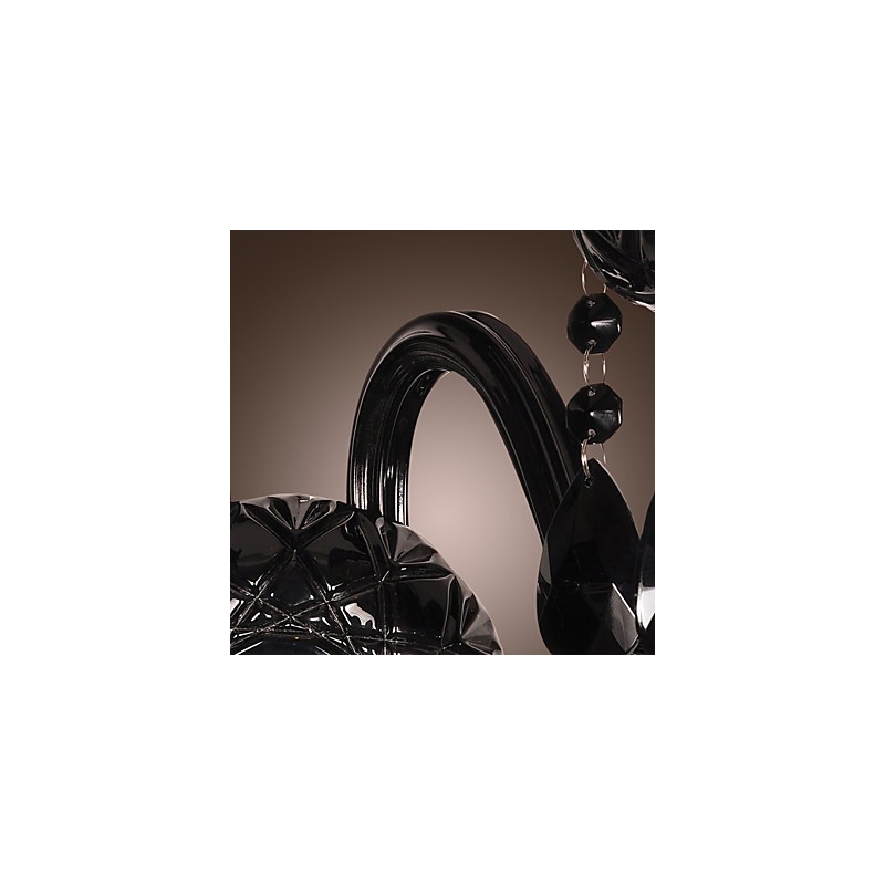 Applique da parete in cristallo nero, 2 lampadine E12/E14, 43 cm