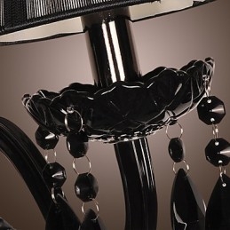 Applique da parete in cristallo nero, 2 lampadine E12/E14, 43 cm