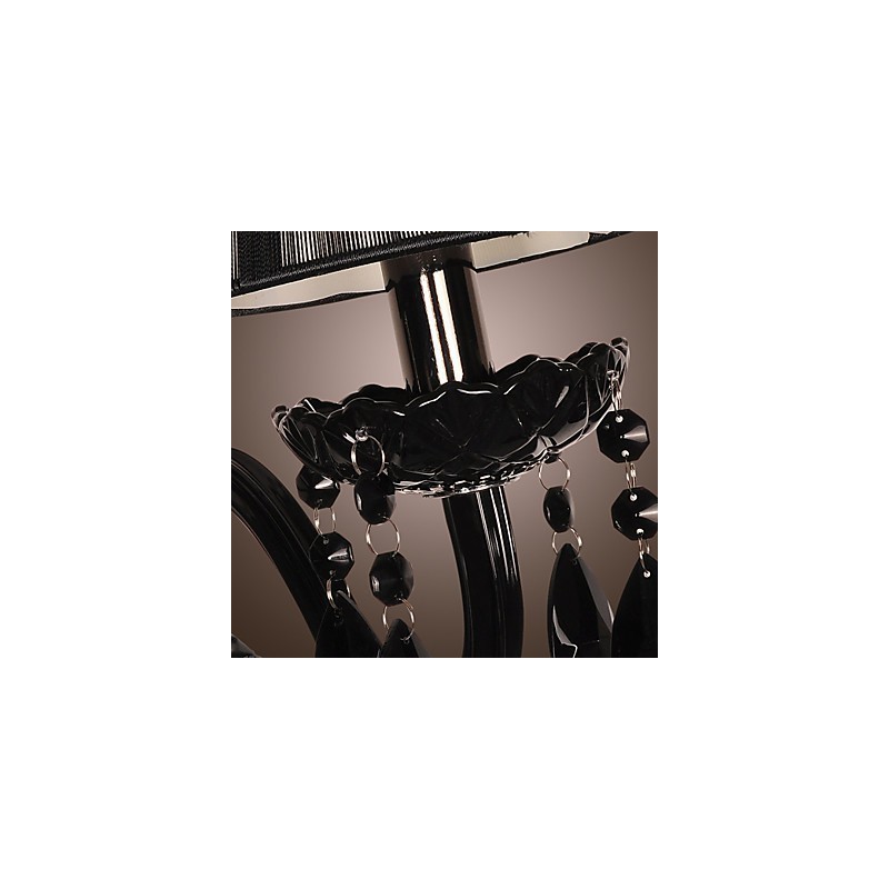 Applique da parete in cristallo nero, 2 lampadine E12/E14, 43 cm