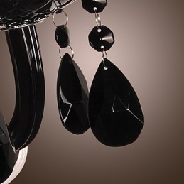 Applique da parete in cristallo nero, 2 lampadine E12/E14, 43 cm