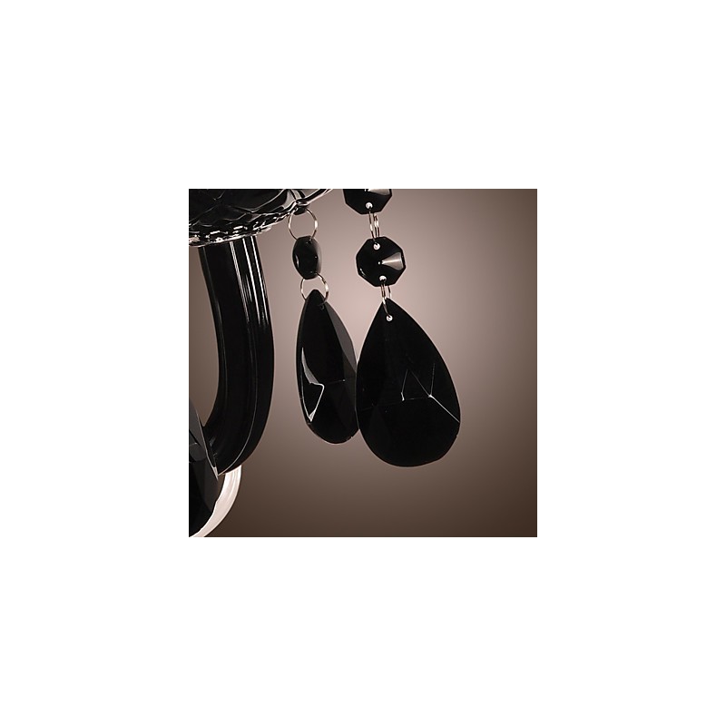 Applique da parete in cristallo nero, 2 lampadine E12/E14, 43 cm