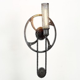 Applique da parete Grand Mercure Mount Loft in metallo nero stile industriale steampunk