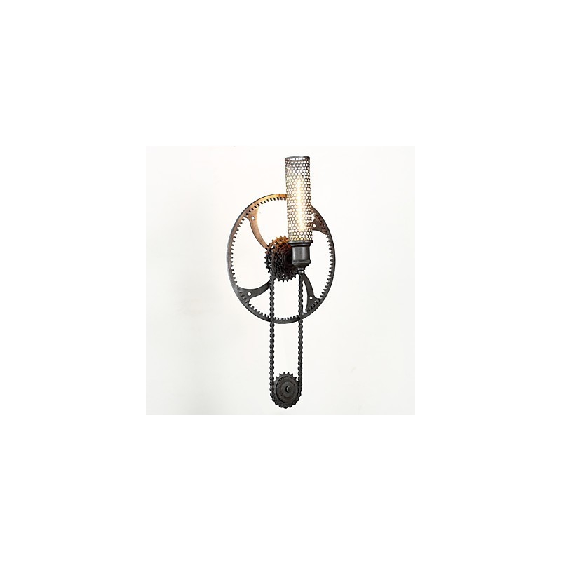 Applique da parete Grand Mercure Mount Loft in metallo nero stile industriale steampunk
