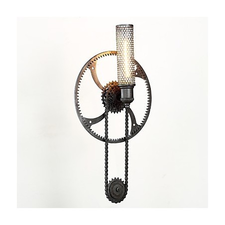 Applique da parete Grand Mercure Mount Loft in metallo nero stile industriale steampunk