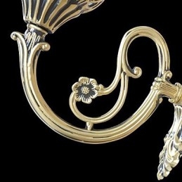 Applique da parete classica in bronzo con paralume in vetro moiré bianco 220V