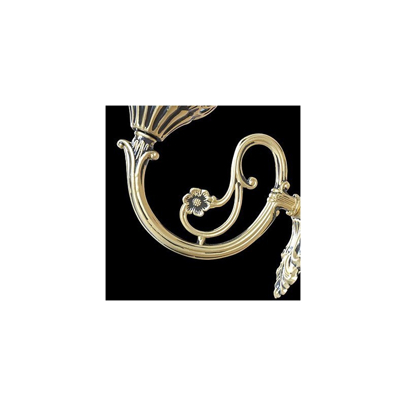 Applique da parete classica in bronzo con paralume in vetro moiré bianco 220V