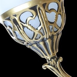 Applique da parete classica in bronzo con paralume in vetro moiré bianco 220V