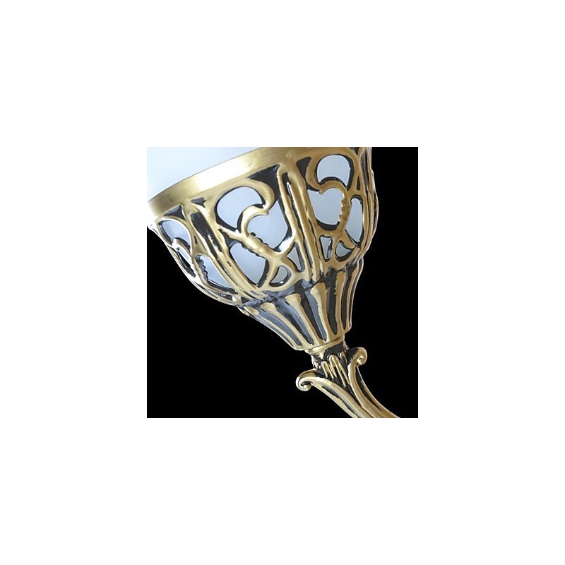Applique da parete classica in bronzo con paralume in vetro moiré bianco 220V