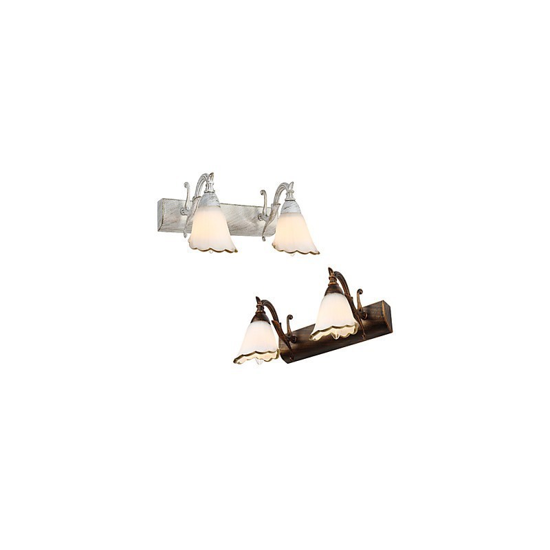 Applique da parete da bagno rustica/lodge Mini in metallo e vetro