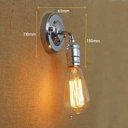 Applique da parete retrò in metallo nero con lampadina Edison, E26/E27, 40 W
