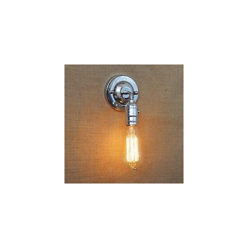 Applique da parete retrò in metallo nero con lampadina Edison, E26/E27, 40 W