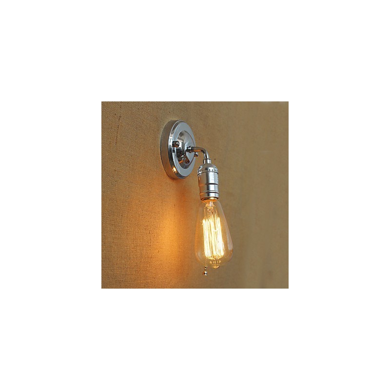 Applique da parete retrò in metallo nero con lampadina Edison, E26/E27, 40 W