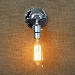 Applique da parete retrò in metallo nero con lampadina Edison, E26/E27, 40 W