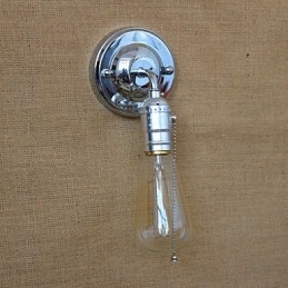 Applique da parete retrò in metallo nero con lampadina Edison, E26/E27, 40 W