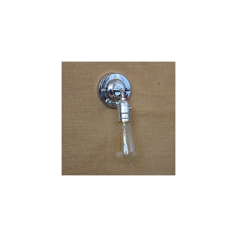 Applique da parete retrò in metallo nero con lampadina Edison, E26/E27, 40 W
