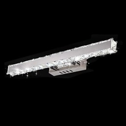 Applique da bagno moderna in metallo e cristallo, cromata, LED integrato 5 W