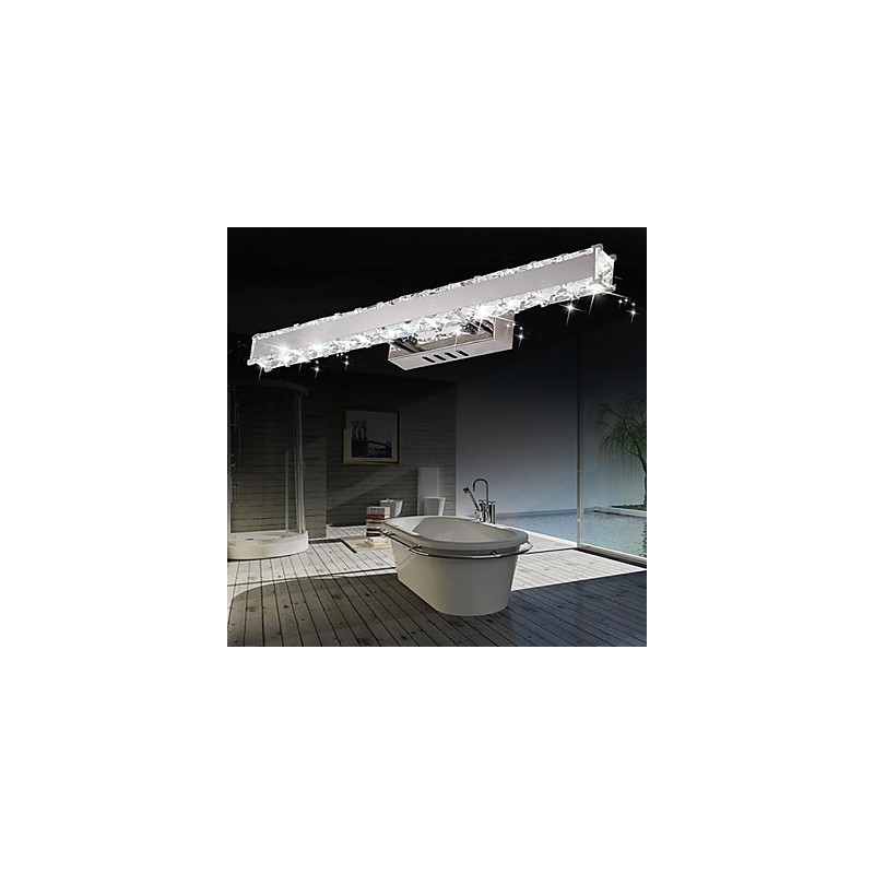 Applique da bagno moderna in metallo e cristallo, cromata, LED integrato 5 W