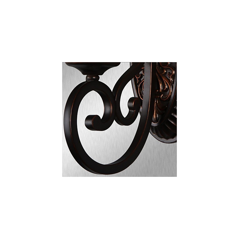Applique da parete vintage 1 luce in resina con paralume in vetro beige