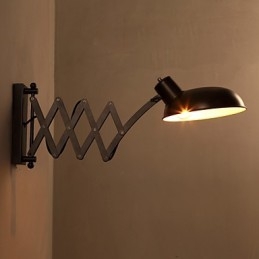Applique da parete moderna in metallo nero con braccio oscillante
