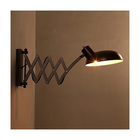 Applique da parete moderna in metallo nero con braccio oscillante