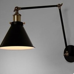 Applique da parete doppia nera con paralume a ombrello, stile loft industrial