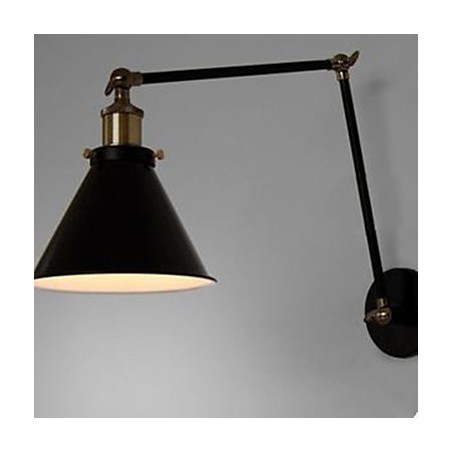 Applique da parete doppia nera con paralume a ombrello, stile loft industrial