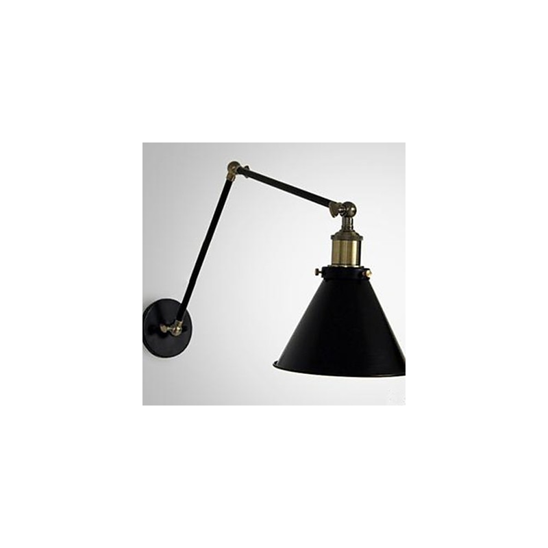 Applique da parete doppia nera con paralume a ombrello, stile loft industrial