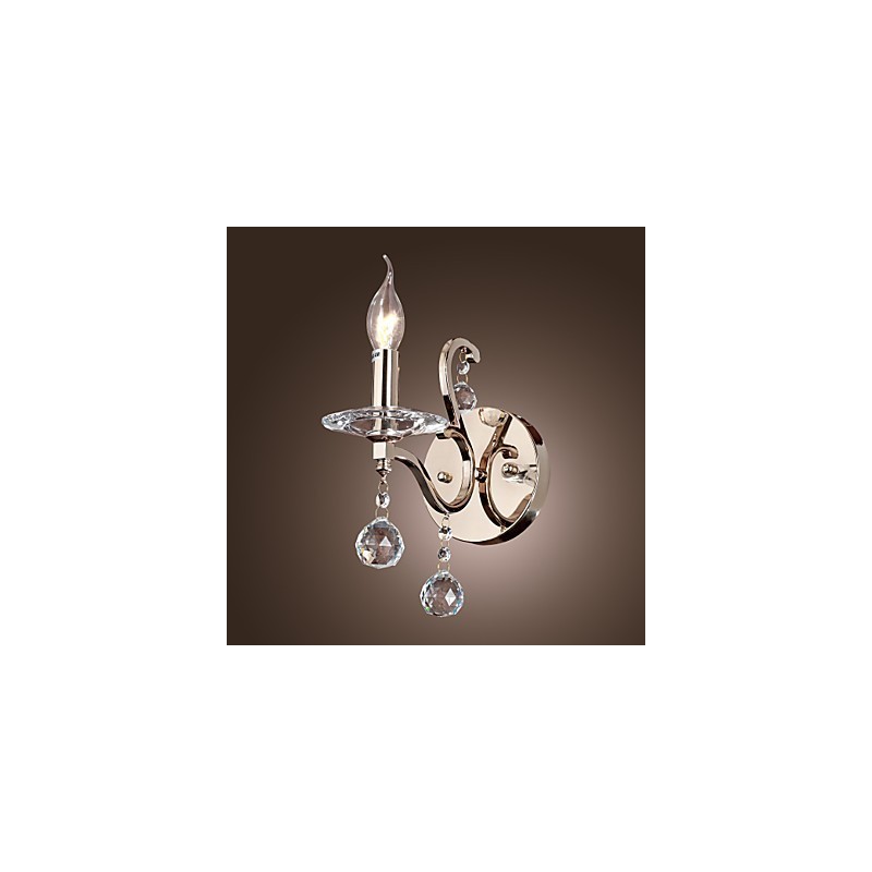 Applique da parete in cristallo e metallo oro, luce verso l'alto, 25 cm