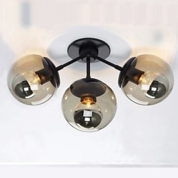 Applique da parete a 3 luci in vetro grigio stile rustico/Lodge nero