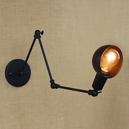 Applique da parete a 3 luci con bracci lunghi regolabili stile country nero