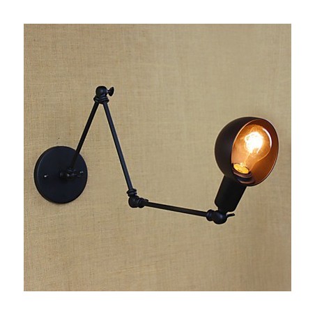 Applique da parete a 3 luci con bracci lunghi regolabili stile country nero