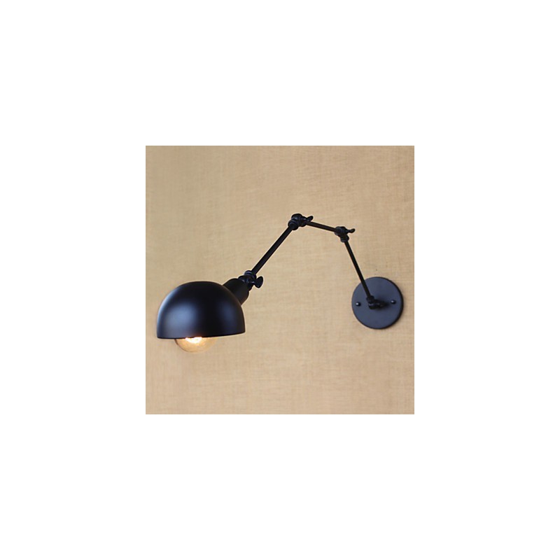 Applique da parete a 3 luci con bracci lunghi regolabili stile country nero
