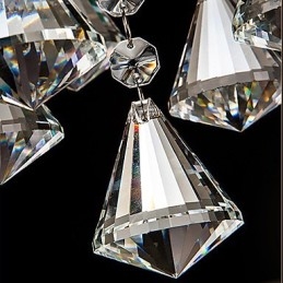 Lampadario contemporaneo in metallo marrone con paralume in tessuto e cristalli