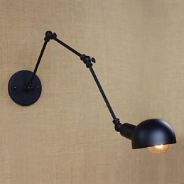 Applique da parete a 3 luci con bracci lunghi regolabili stile country nero