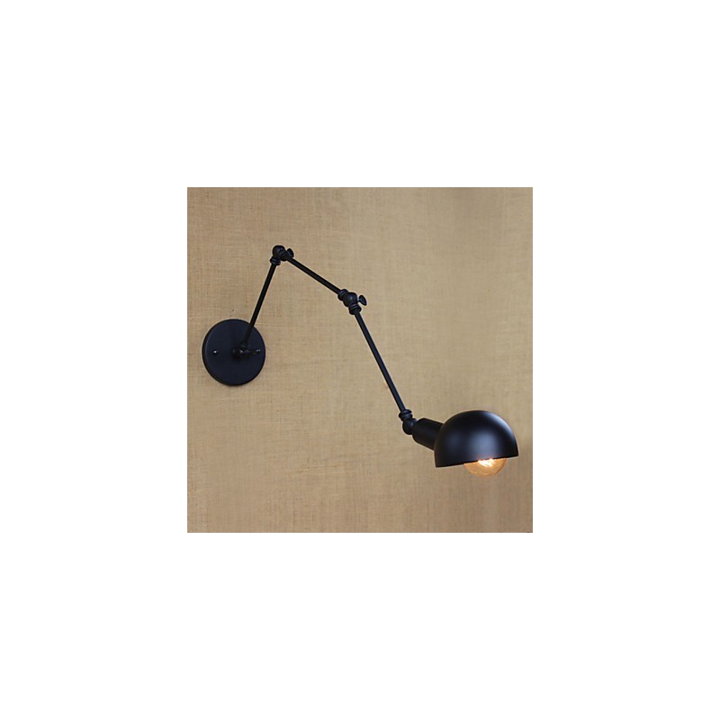 Applique da parete a 3 luci con bracci lunghi regolabili stile country nero