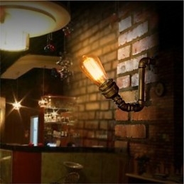 Applique da parete vintage Edison industriale stile American Village Loft in ottone antico