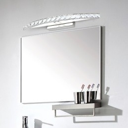Lampada specchio bagno LED integrato 54 cm acciaio inox e cristallo
