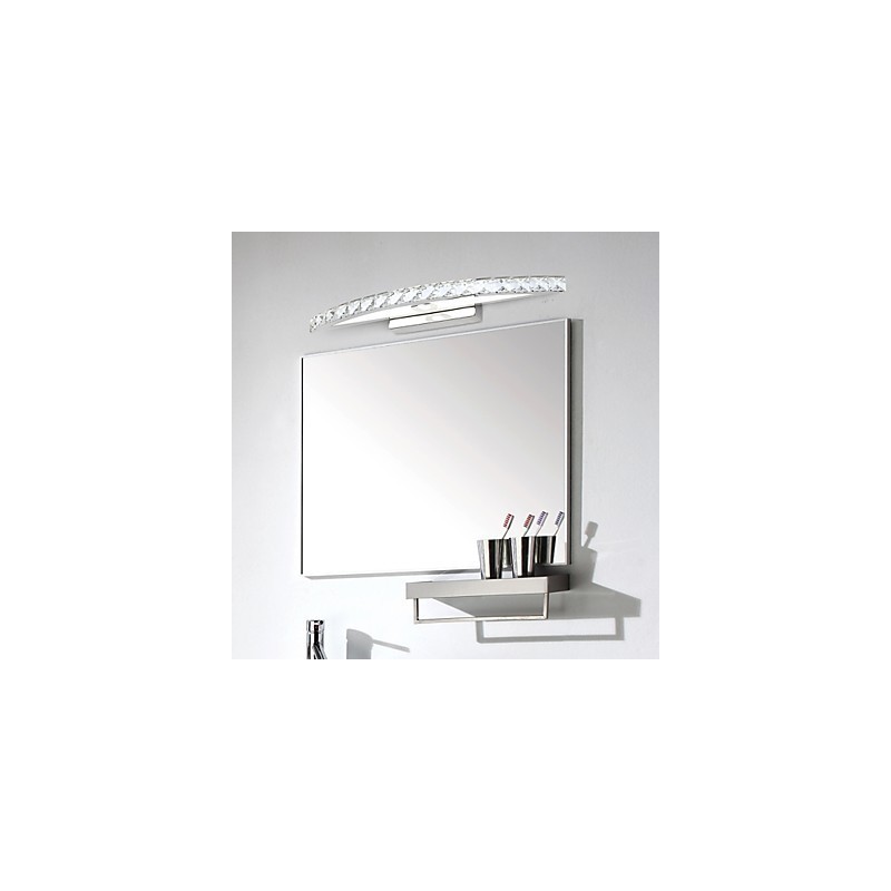 Lampada specchio bagno LED integrato 54 cm acciaio inox e cristallo