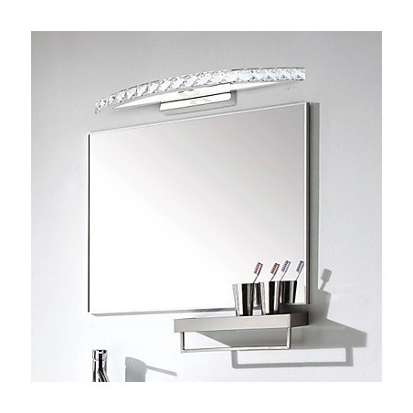 Lampada specchio bagno LED integrato 54 cm acciaio inox e cristallo